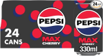Pepsi Max Cherry No Sugar Cola 24 Cans 330ml for £6