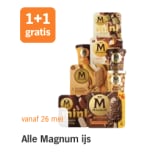 1+1 gratis op Alle Magnum ijs bij de AH