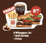 2x Whopper Jr.® + Soft Drink + medium Fries en meer bij Burger king