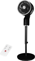 TCP Black Pedestal Fan with Remote Control, Quiet Standing Electric Floor Fan