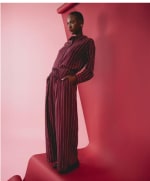 Pantalon fluide coupe large à rayure avec ceinture à nouer femme rouge fonce à 20,99€