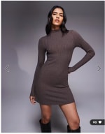 Robe Asos courte côtelée à col montant et liens à la taille à 8,49€