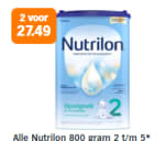 Alle Nutrilon 800 gram 2 t/m 5* 2stuks voor €27,49 bij de AH