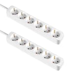 Pack 2 Regletas 6 Enchufes Schuko 1m Blanco sin Interruptor por 6.49€