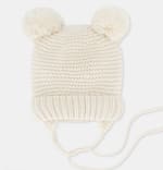 Gorro punto link dos pompones liso de bebé por