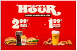 Burger King Happy Hour Menú Burger 2,99€ y Snacks 1,99€