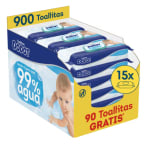 Dodot 99% Aqua Toallitas Bebé 15 Paquetes 60 Unidades = 900 Toallitas por 23.14€