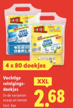 Vochtige reinigingsdoekjes 4 x 80 doekjes voor€2,68 bij de Lidl