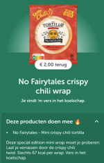 €2 cashback op No Fairytales Mini crispy chili wrap met 1+1 gratis via AH en Tikkie