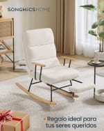 SONGMICS silla mecedora respaldo regulable blanco crema por 88,40€