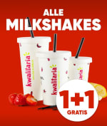 1+1 gratis op milkshakes bij Kwalitaria