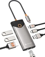 NOVOO USB C Hub, 7-en-1 Dock con HDMI 4K@60Hz, 1Gbps Ethernet, 100W PD por 19.48€