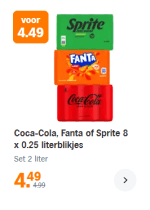 Coca-Cola, Fanta of Sprite 8-pack voor €4,49 bij Albert Heijn