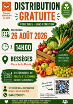 Distribution gratuite de fruits et légumes à Bessèges le 26 août 2026