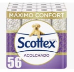 56 rollos Papel higiénico Scottex de 3 capas confort y suavidad por 16,43€