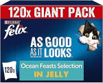 FELIX As Good As it Looks Adult Wet Cat Food Ocean Feasts in Jelly 120 x 85g Fish Po