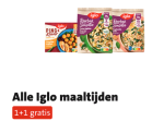 Alle Iglo maaltijden 1+1 gratis bij Jumbo