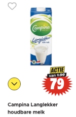 Campina Langlekker houdbare melk voor €0,79 bij Dirk