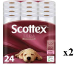 2 x Scottex Papel Higienico - Scottex Seda Acolchado, Pack 24 Rollos Grandes a 19.19€