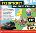 Treinticket naar Parijs of Berlijn voor €27 bij Kruidvat