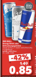 Red Bull (alle varianten) voor €0,85 bij Kaufland