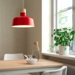 IKEA BUNKEFLO Lámpara Techo Rojo/Abedul por 24,99€