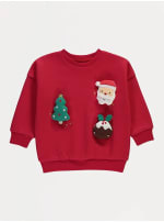 Christmas Red 3D Glitter Star Sweatshirt – Kids 1–8 Years – £4 | Free C&C
