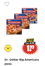 Dr. Oetker Big Americans-pizza's voor €1,99 bij Dirk
