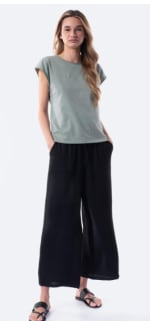 Pantalón largo fluido liso de mujer TEX color negro por 7.99€