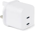 Amazon Basics Fast Charging USB C Nano GaN Wall Charger, 35W 2-Port for Tablets Phone