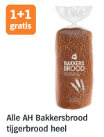 1+1 gratis op Alle AH Bakkersbrood tijgerbrood