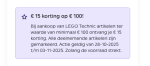 15 euro korting op LEGO Technic op een bestelwaarde van 100 euro