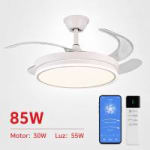 Ventilador Techo Inteligente con Luz LED Retráctil 4 Aspas, 85W por 50.99€