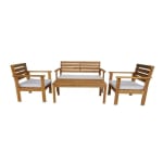 Conjunto de Jardín Mesa Rectangular y 3 Sillas con Cojines Marlon Madera por 149,96€