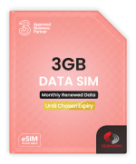 Three 3GB Preloaded 5G Data SIM per month - Loaded Each Month Until September 2028 wi