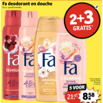 Fa deodorant en douche 2+3 gratis bij Kruidvat