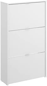 Zapatero 3 Puertas 18 Pares, Melamina Blanco Brillo, 61x113x25cm por 39.99€