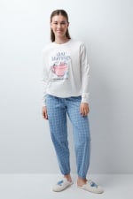 Pijama largo algodón Snoopy cuadros por 14.39€