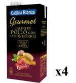 4 Botes de GALLINA BLANCA Gourmet Caldo de pollo con jamón de 1 l. por 5.7€