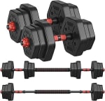 SONGMICS 21kg Adjustable Dumbbell Set w/ Connecting Bar – Hexagon Weights £26.38