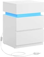 VASAGLE KAILYN Mesita Noche con Tira Luz LED Multicolor 3 cajones por 51,43€