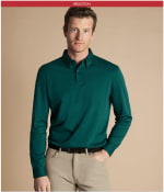 Polo à Manches Longues en jersey - Vert à 29,95€