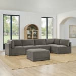 masville Fallon Grey 6 Piece Modular Fabric Sofa