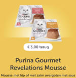 €3 cashback op Purina Gourmet Revelations Mousse.via Tikkie