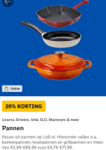 20% korting op alle pannen met de Lidl plus app