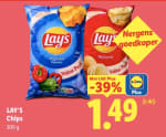 Lay's Chips XL 300 g voor €1,49 bij Lidl