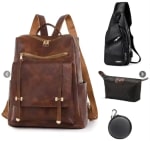 4 en 1 Mochila Cartera/Bolso Juvenil d/Mujer Impermeable SH Marrón $36.990 Falabella