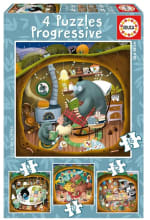 Set 4 Puzzles progresivos de 12 a 25 Piezas Educa ,Cuentos del Bosque por 4.99€