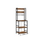 VASAGLE Estantería Panadería con Toma de Corriente Marrón Rústico y Negro por 53.99€