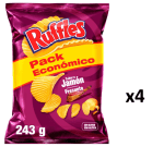 4 Bolsas de RUFFLES Patatas fritas onduladas con sabor a jamón de 243 g. por 6.81€